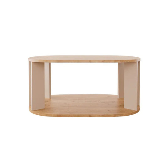 Τραπέζι Solka pakoworld σε oak απόχρωση με ανοιχτό γκρι 90x56x40εκ - Hippiehome.gr