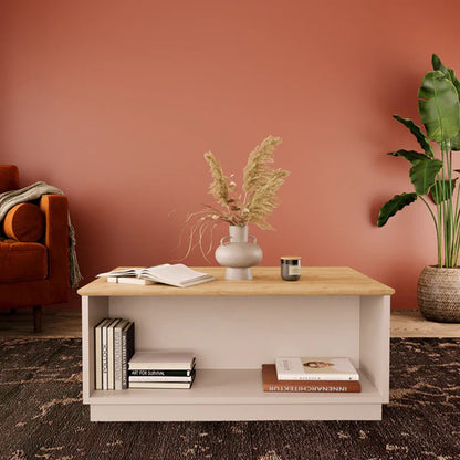 Τραπέζι Monik pakoworld σε oak-ανοιχτό γκρι απόχρωση 90x56x40εκ - Hippiehome.gr