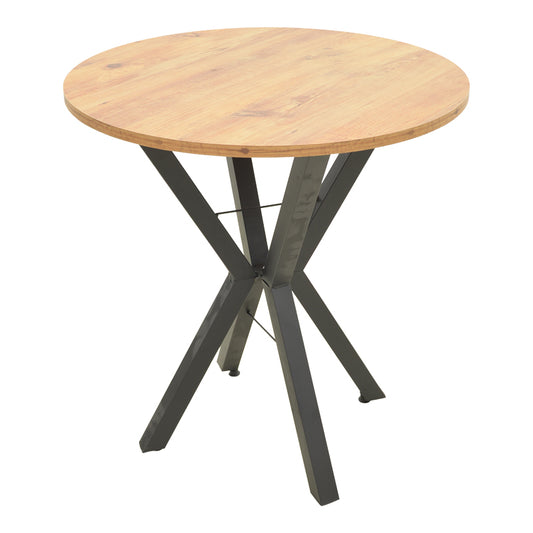 Τραπέζι Rogue pakoworld φυσική απόχρωση με μαύρα μεταλλικά πόδια Φ70x72εκ - Hippiehome.gr