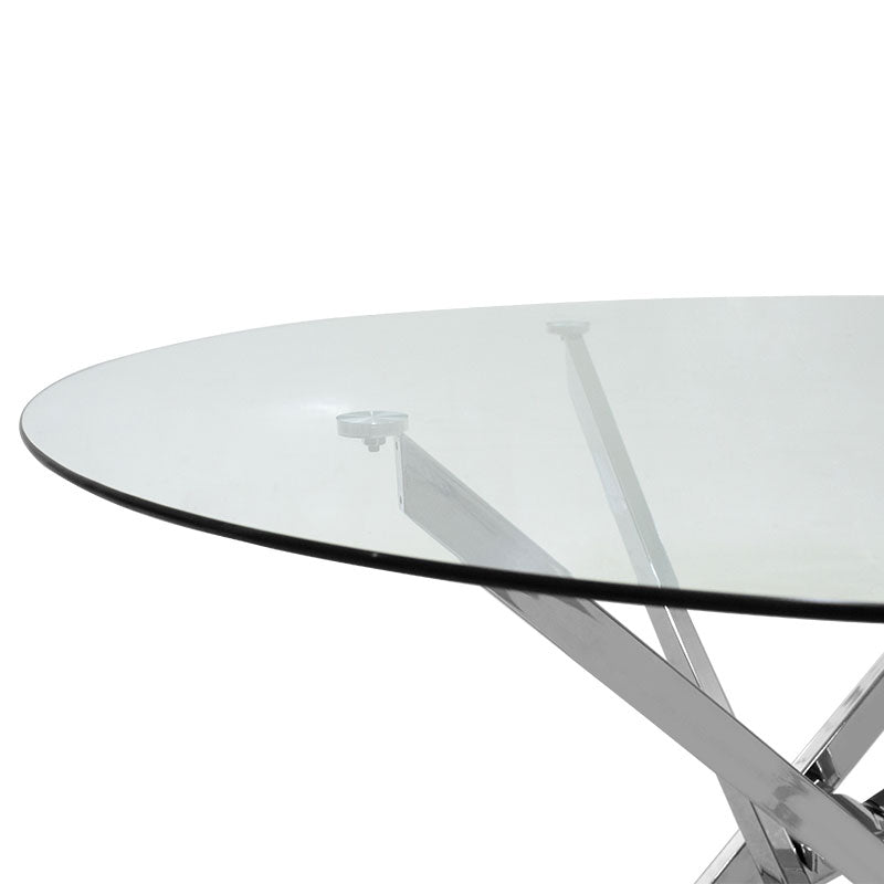 Τραπεζαρία Steve pakoworld σετ 5τμχ διάφανο γυαλί-κάθισμα antique γκρι pu Φ120x74,5εκ - Hippiehome.gr