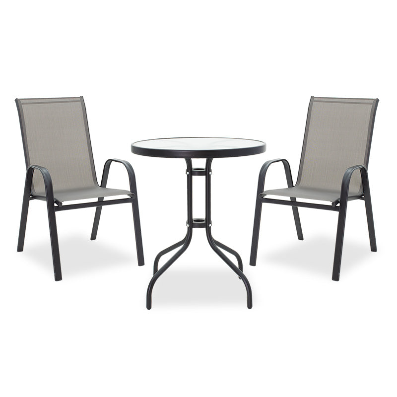 Τραπεζαρία Calan-Watson σετ 3τεμ pakoworld μέταλλο μαύρο-textilene μαύρο Φ60x70εκ - Hippiehome.gr