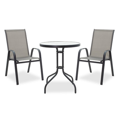 Τραπεζαρία Calan-Watson σετ 3τεμ pakoworld μέταλλο μαύρο-textilene μαύρο Φ60x70εκ - Hippiehome.gr