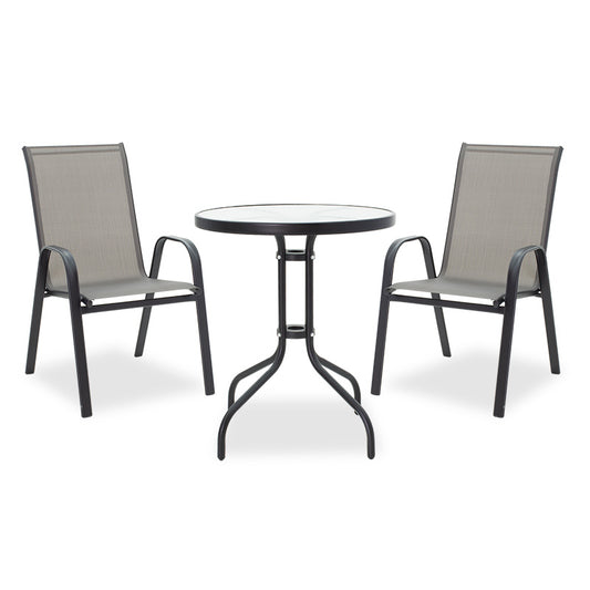 Τραπεζαρία Calan-Watson σετ 3τεμ pakoworld μέταλλο μαύρο-textilene μαύρο Φ60x70εκ - Hippiehome.gr