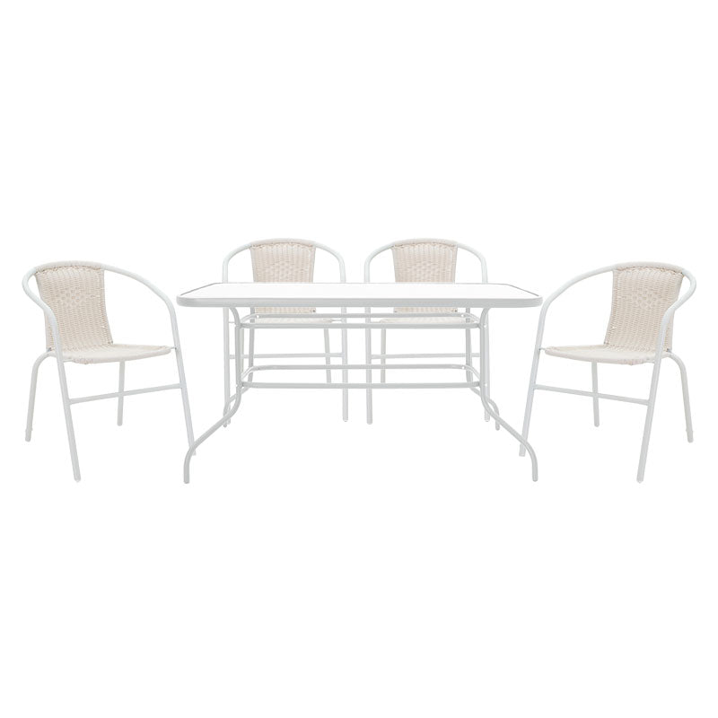 Τραπεζαρία Valor-Obbi σετ 5τεμ pakoworld μέταλλο-pe λευκό - Hippiehome.gr