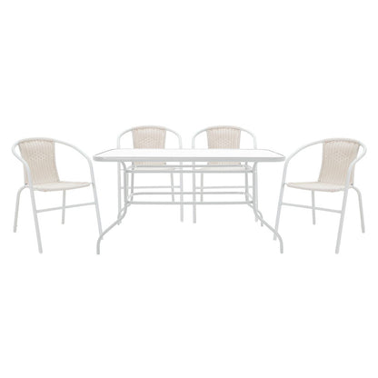 Τραπεζαρία Valor-Obbi σετ 5τεμ pakoworld μέταλλο-pe λευκό - Hippiehome.gr