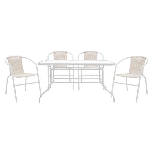 Τραπεζαρία Valor-Obbi σετ 5τεμ pakoworld μέταλλο-pe λευκό - Hippiehome.gr