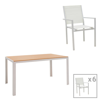 Τραπεζαρία Zacreta-Nares σετ 7τεμ pakoworld αλουμίνιο-textilene σε λευκή απόχρωση - Hippiehome.gr