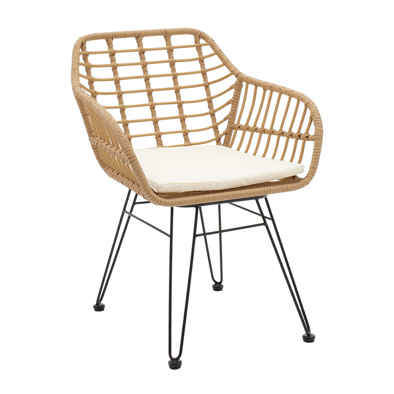 Τραπεζαρία Naoki σετ 3τεμ pakoworld μέταλλο μαύρο - pe φυσικό - Hippiehome.gr