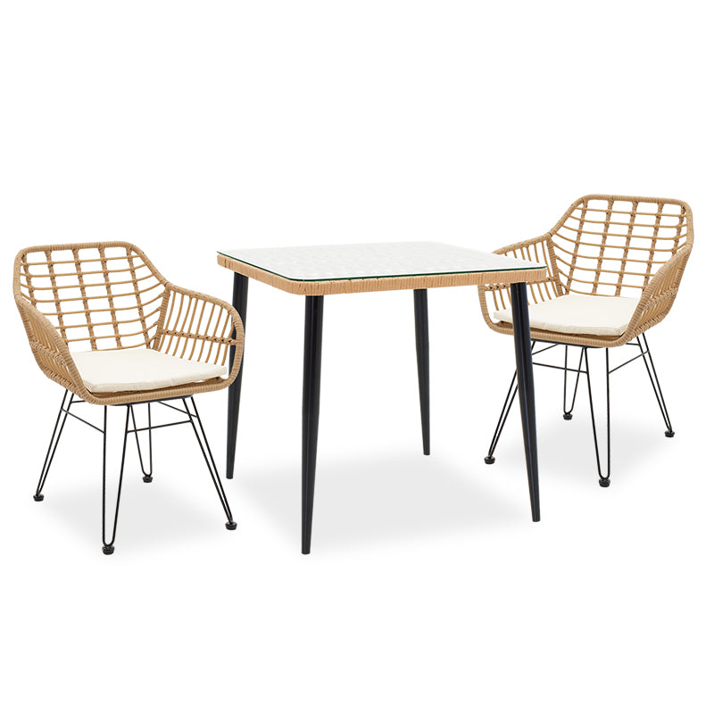 Τραπεζαρία Naoki σετ 3τεμ pakoworld μέταλλο μαύρο - pe φυσικό - Hippiehome.gr