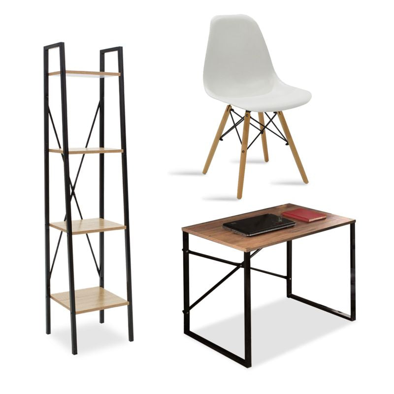 Φοιτητικό πακέτο επίπλων γραφείου Ramon-Julita-Zayn pakoworld σετ 3 τμχ 90x60x70εκ - Hippiehome.gr