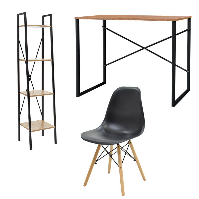 Φοιτητικό πακέτο επίπλων γραφείου Ramon-Zayn-Julita σε γκρι μαύρη pakoworld σετ 3 τμχ - Hippiehome.gr