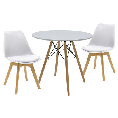 Τραπεζαρία Julita-Gaston pakoworld σετ 3τεμ σε απόχρωση φυσικό-λευκό Φ80x73εκ - Hippiehome.gr