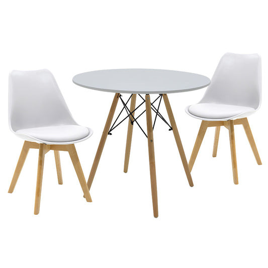 Τραπεζαρία Julita-Gaston pakoworld σετ 3τεμ σε απόχρωση φυσικό-λευκό Φ80x73εκ - Hippiehome.gr