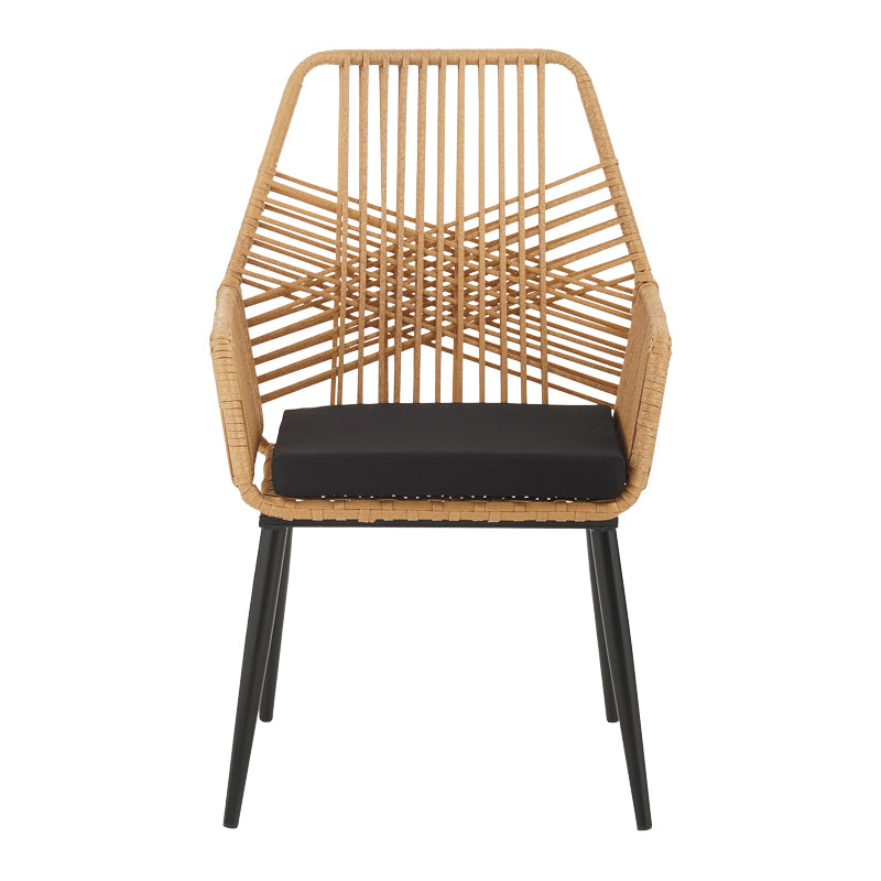 Τραπεζαρία Naoki-Tanish pakoworld σετ 7 τμχ rattan φυσικό-μαύρο μέταλλο-γυαλί 160x90x78εκ - Hippiehome.gr