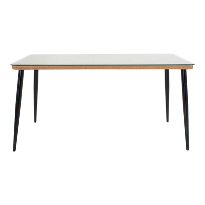 Τραπεζαρία Naoki-Tanish pakoworld σετ 7 τμχ rattan φυσικό-μαύρο μέταλλο-γυαλί 160x90x78εκ - Hippiehome.gr