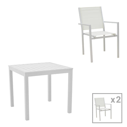 Τραπεζαρία Zacreta- Kliton σετ 3τεμ pakoworld αλουμίνιο σε λευκή απόχρωση 80x80x74εκ - Hippiehome.gr