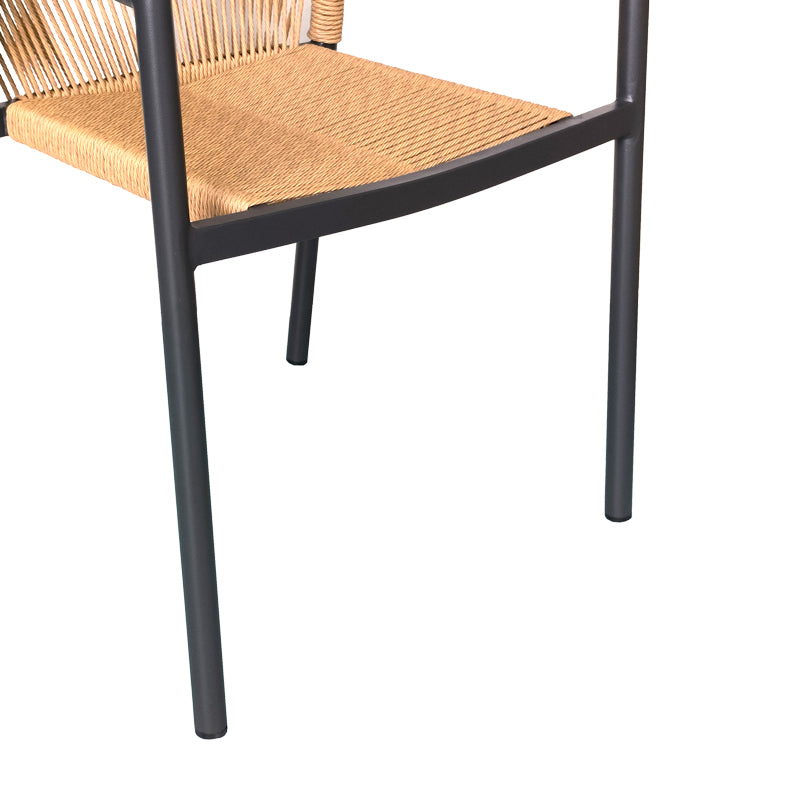 Τραπεζαρία Thorio-Lush σετ 7τεμ pakoworld ανθρακί αλουμίνιο και plywood σε φυσική απόχρωση 160x90x75εκ - Hippiehome.gr