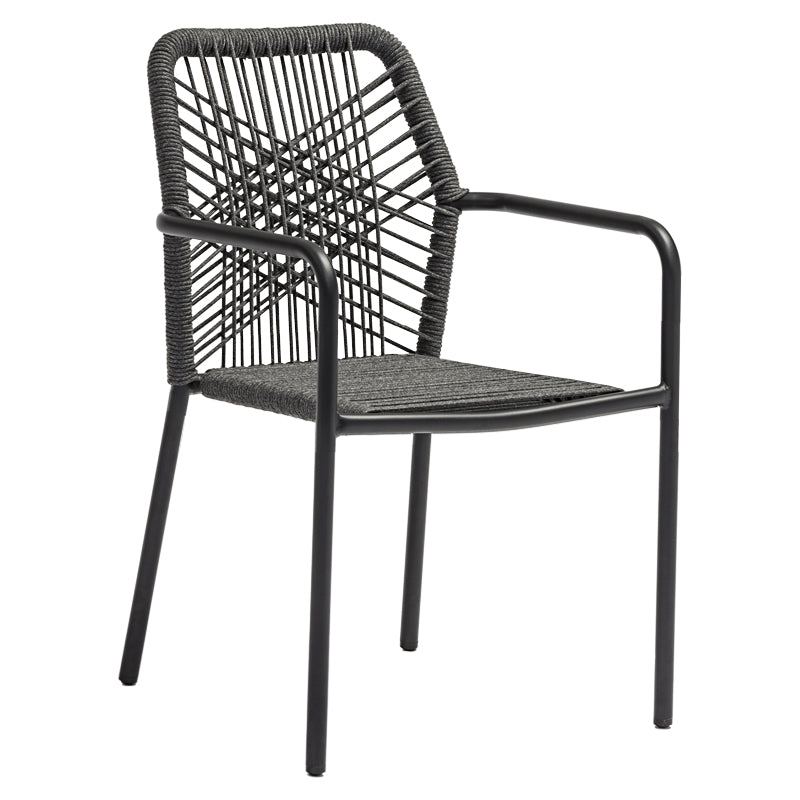 Τραπεζαρία Kherson-Kliton A σετ 7τεμ pakoworld αλουμινίου και σχοινί σε ανθρακί απόχρωση 150x80x74εκ - Hippiehome.gr