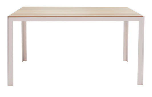 Τραπεζαρία Nares-Lush A σετ 5τεμ pakoworld λευκό αλουμίνιο και plywood σε φυσική απόχρωση 140x80x72.5εκ - Hippiehome.gr