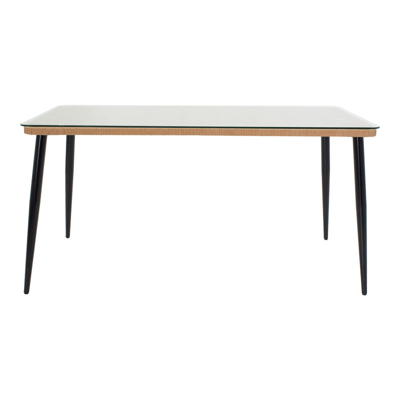 Τραπεζαρία Naoki Χ σετ 5τεμ pakoworld rattan pe σε φυσική απόχρωση και μαύρο μέταλλο 160x90x78εκ - Hippiehome.gr