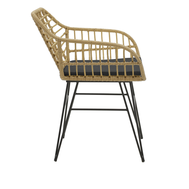 Τραπεζαρία Naoki Χ σετ 7τεμ pakoworld rattan pe σε φυσική απόχρωση και μαύρο μέταλλο 160x90x78εκ - Hippiehome.gr