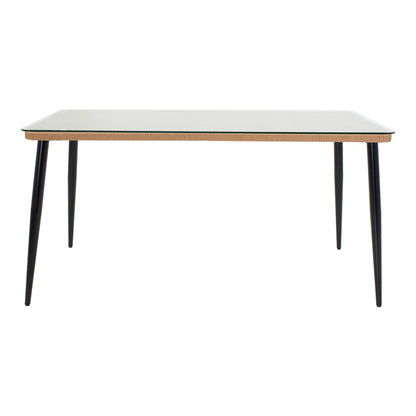 Τραπεζαρία Naoki U σετ 7τεμ pakoworld rattan pe σε φυσική απόχρωση και μαύρο μέταλλο 160x90x78εκ - Hippiehome.gr