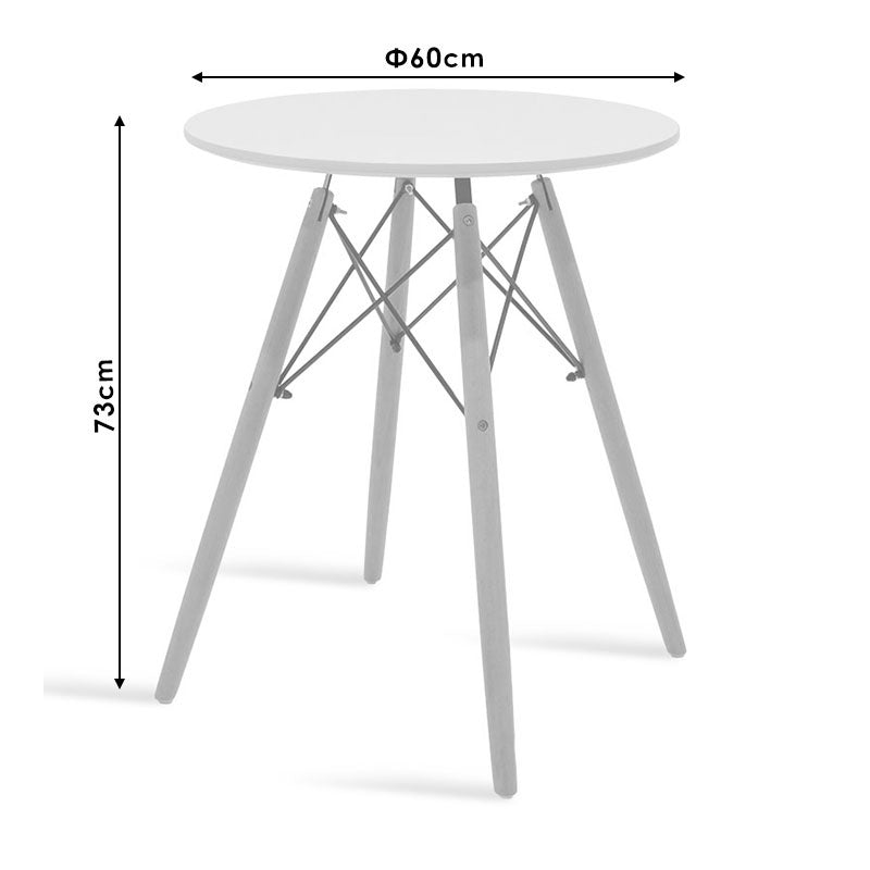 Dining table Aurora-Julita pakoworld set of 3 pp-mdf in white-natural shade Φ60x73cm