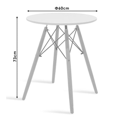 Dining table Aurora-Julita pakoworld set of 3 pp-mdf in white-natural shade Φ60x73cm