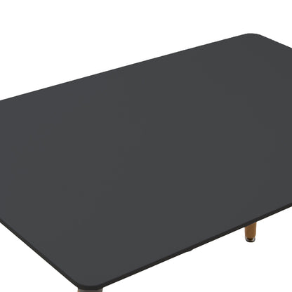 Τραπεζαρία Ezra-Natali pakoworld σετ 5τεμ pp-mdf σε μαύρη-φυσική απόχρωση 120x80x76εκ - Hippiehome.gr