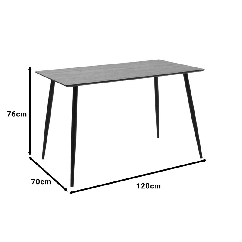 Julita-Cuba dining table set of 5 pakoworld MDF-PP in black-sonoma shade 120x70x76cm