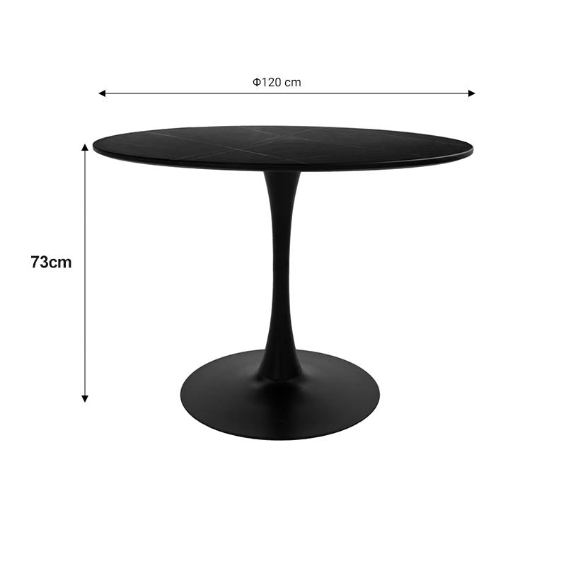 Τραπεζαρία Aurora-Balou pakoworld σετ 5τεμ pp-mdf σε μαύρη-φυσικό απόχρωση Φ120x73εκ - Hippiehome.gr