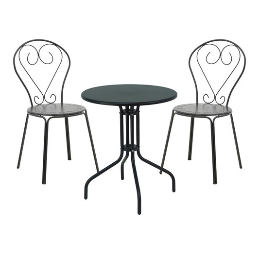 Τραπεζαρία Vergo-Chari pakoworld σετ 3τεμ μέταλλο σε μαύρη απόχρωση - Hippiehome.gr