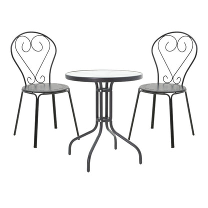 Τραπεζαρία Watson-Chari pakoworld σετ 3τεμ μέταλλο σε μαύρη απόχρωση - Hippiehome.gr