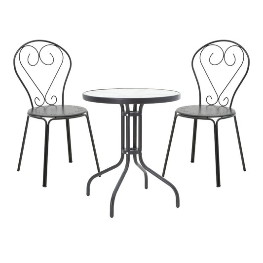 Τραπεζαρία Watson-Chari pakoworld σετ 3τεμ μέταλλο σε μαύρη απόχρωση - Hippiehome.gr