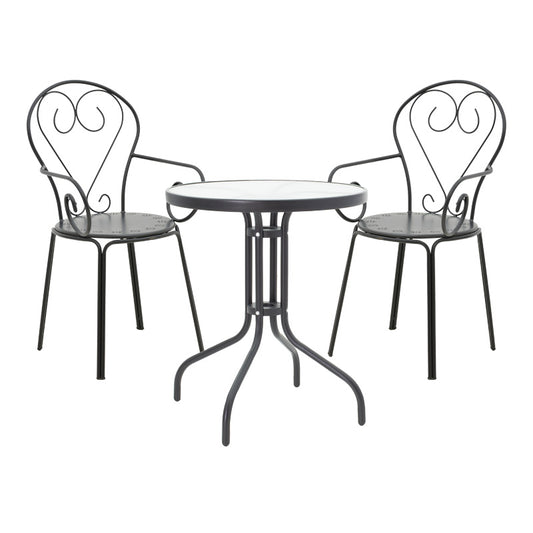 Τραπεζαρία Watson-Monasty pakoworld σετ 3τεμ μέταλλο σε μαύρη απόχρωση - Hippiehome.gr