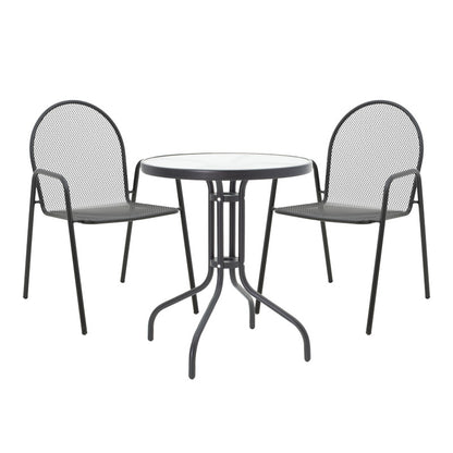 Τραπεζαρία Watson-Tarete pakoworld σετ 3τεμ μέταλλο σε μαύρη απόχρωση - Hippiehome.gr