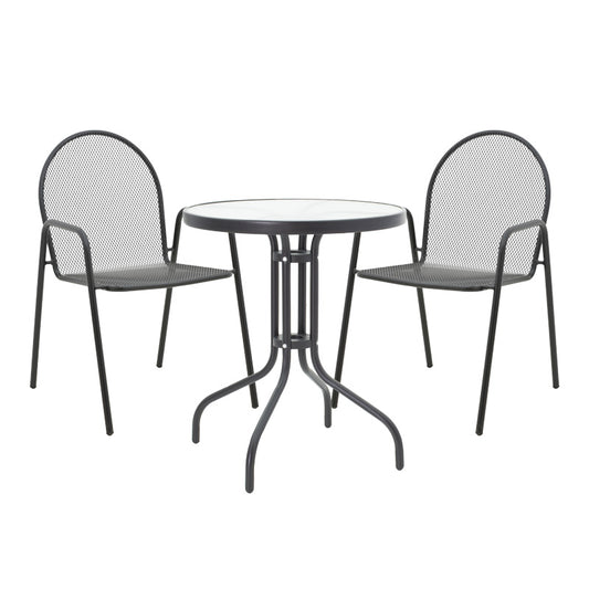 Τραπεζαρία Watson-Tarete pakoworld σετ 3τεμ μέταλλο σε μαύρη απόχρωση - Hippiehome.gr