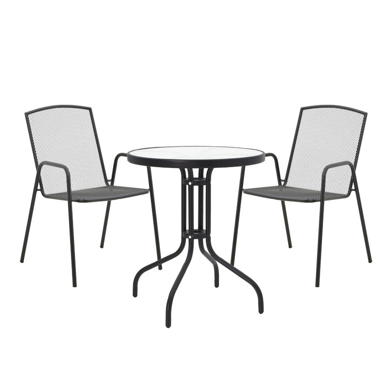 Τραπεζαρία Watson-Pomedon pakoworld σετ 3τεμ μέταλλο σε μαύρη απόχρωση - Hippiehome.gr