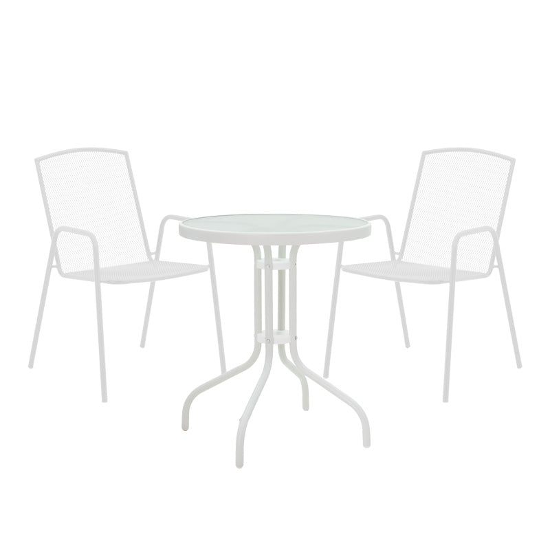 Τραπεζαρία Watson-Pomedon pakoworld σετ 3τεμ μέταλλο σε λευκή απόχρωση - Hippiehome.gr