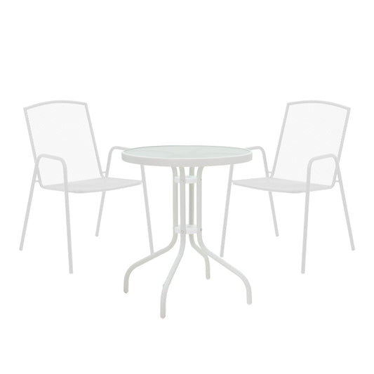 Τραπεζαρία Watson-Pomedon pakoworld σετ 3τεμ μέταλλο σε λευκή απόχρωση - Hippiehome.gr