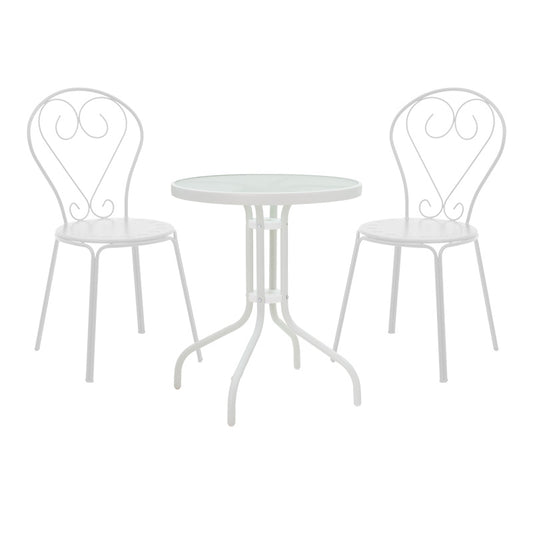 Τραπεζαρία Watson-Chari pakoworld σετ 3τεμ μέταλλο σε λευκή απόχρωση - Hippiehome.gr