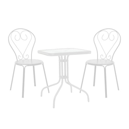 Τραπεζαρία Watson-Chari pakoworld σετ 3τεμ μέταλλο σε λευκή απόχρωση 70x70x70εκ - Hippiehome.gr