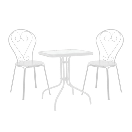 Τραπεζαρία Watson-Chari pakoworld σετ 3τεμ μέταλλο σε λευκή απόχρωση 70x70x70εκ - Hippiehome.gr