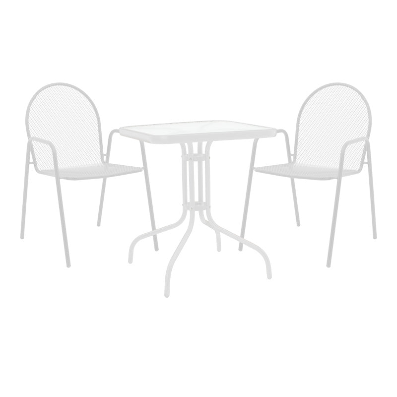 Τραπεζαρία Watson-Tarete pakoworld σετ 3τεμ μέταλλο σε λευκή απόχρωση 70x70x70εκ - Hippiehome.gr