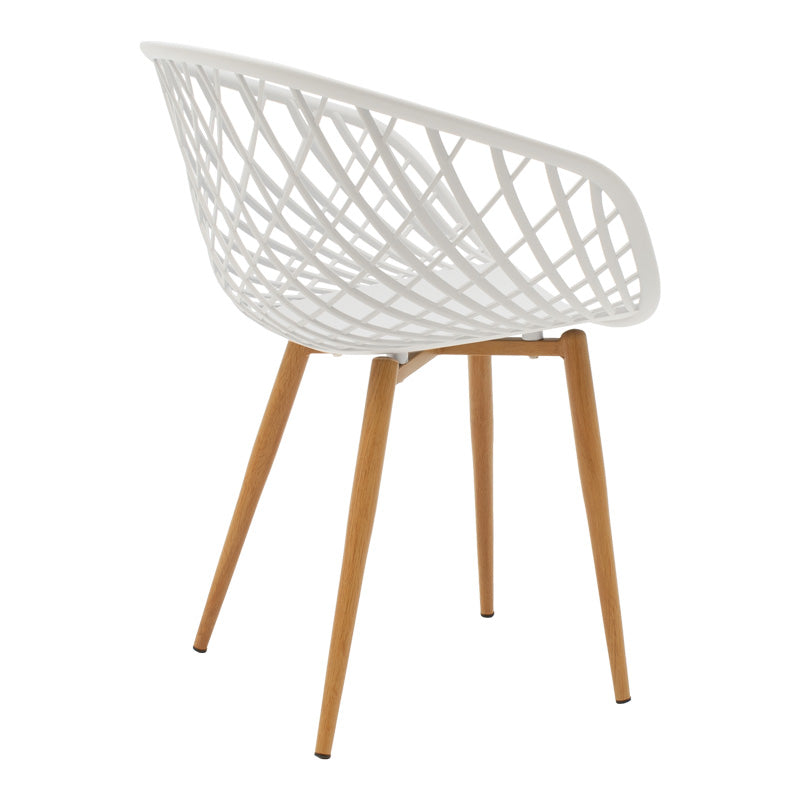 Τραπεζαρία Elijah-Ezra pakoworld σετ 3τεμ pp-pu σε λευκή απόχρωση με φυσικό πόδι Φ60x74εκ - Hippiehome.gr