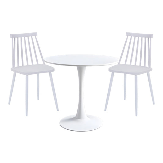 Τραπεζαρία Elijah-Aurora I pakoworld σετ 3τεμ pp σε λευκή απόχρωση Φ60x74εκ - Hippiehome.gr