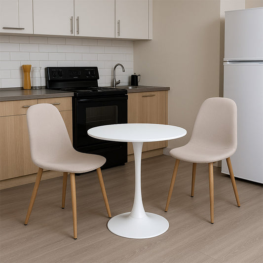 Τραπεζαρία Elijah-Bella pakoworld σετ 3τεμ σε λευκή-μπεζ απόχρωση Φ60x74εκ - Hippiehome.gr