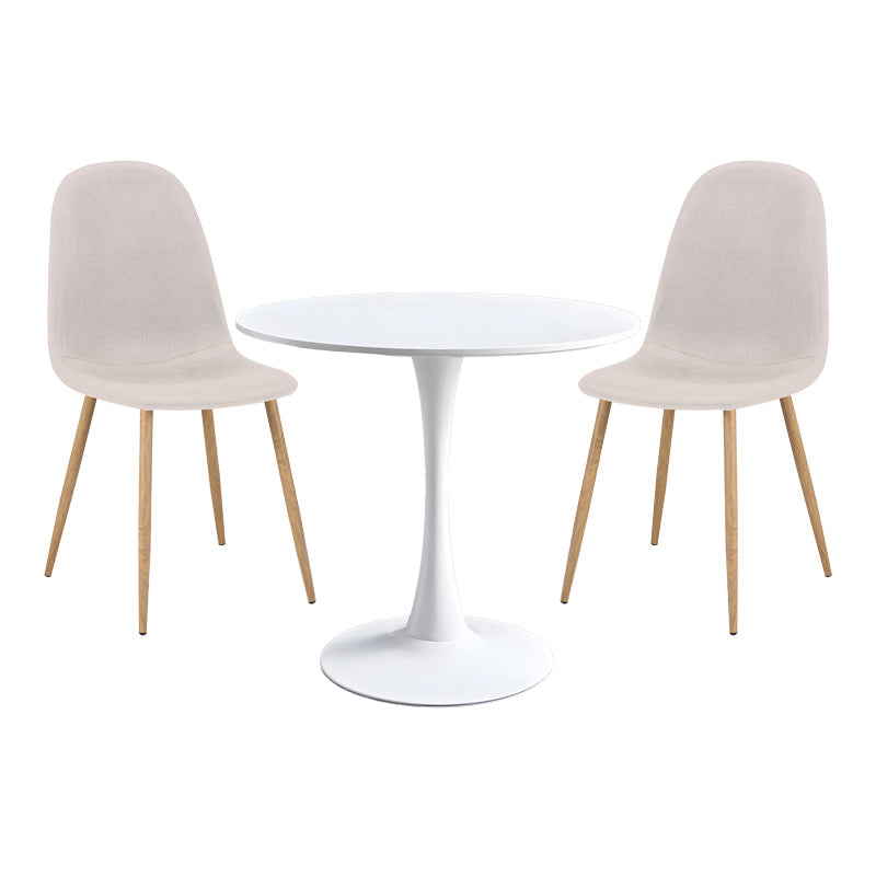 Τραπεζαρία Elijah-Bella pakoworld σετ 3τεμ σε λευκή-μπεζ απόχρωση Φ60x74εκ - Hippiehome.gr