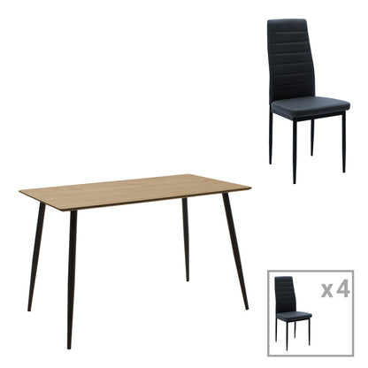 Τραπεζαρία Cuba-Parker pakoworld σετ 5τεμ mdf σε sonoma-μαύρη απόχρωση 120x70x76cm - Hippiehome.gr