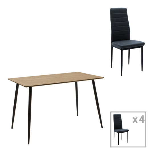 Τραπεζαρία Cuba-Parker pakoworld σετ 5τεμ mdf σε sonoma-μαύρη απόχρωση 120x70x76cm - Hippiehome.gr